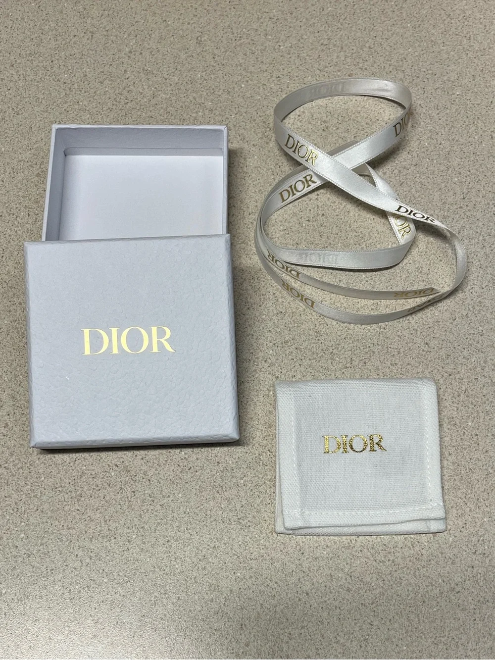 Authentic Dior White Box with Gold Accents - Jewelry Box With Dust Bag.